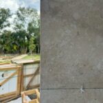 Fossil limestone wall cladding with tight, level joints by Floors of Glory